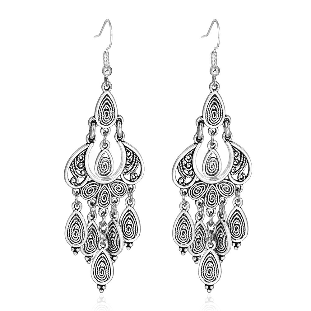 Bohemian Handcrafted Peacock Tassel Earrings Vintage Style Earrings