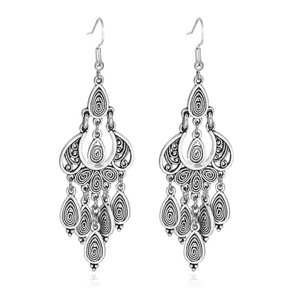 Bohemian Handcrafted Peacock Tassel Earrings Vintage Style Earrings