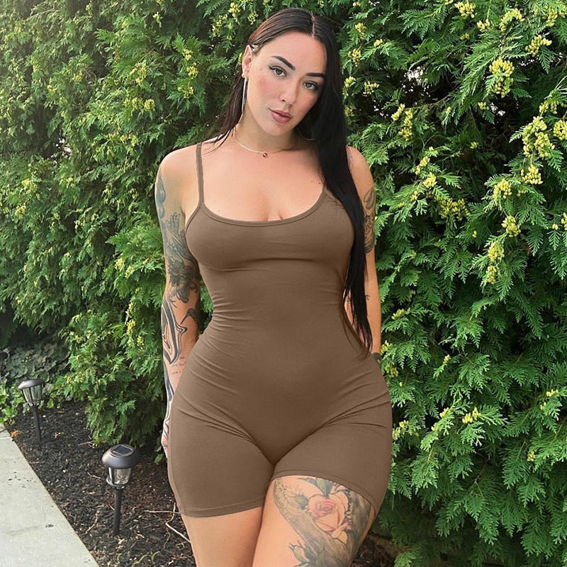 Backless Ruched Jumpsuit Sexy Slim Fit