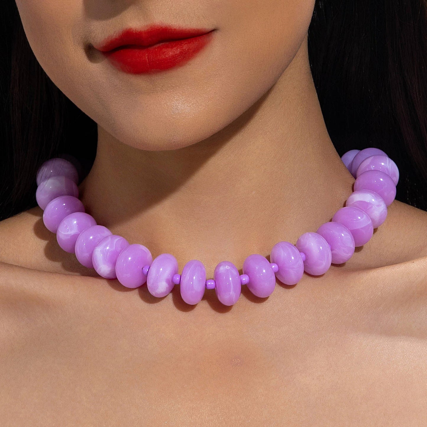 Dopamine Colorful Acrylic Beaded Necklace Trendy Sweet Style