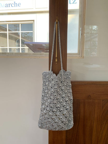 Handwoven Metallic Mini Shoulder Bag Elegant Artisanal Weave