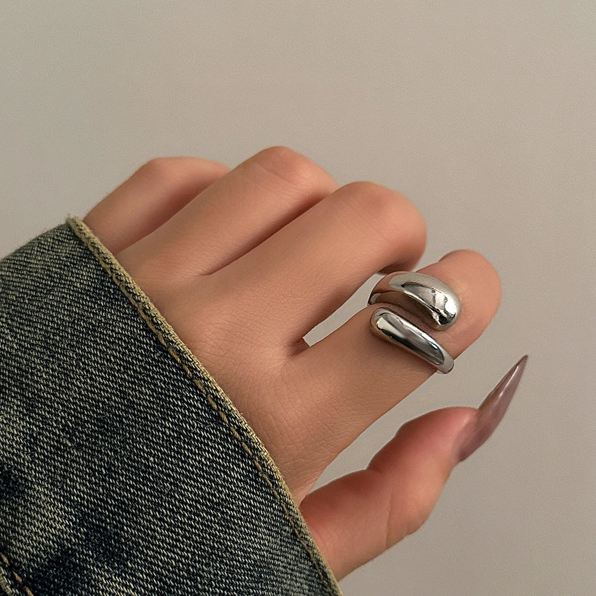 Trendy Geometric Metal Rings Set For Women