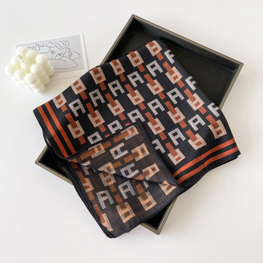 Elegant Flower Print Long Satin Scarf
