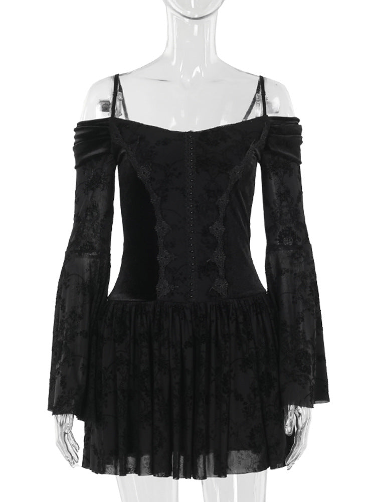 Off-Shoulder Velvet Bodycon Dress Elegant Chic Style