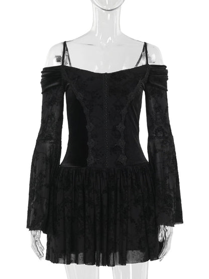 Off-Shoulder Velvet Bodycon Dress Elegant Chic Style