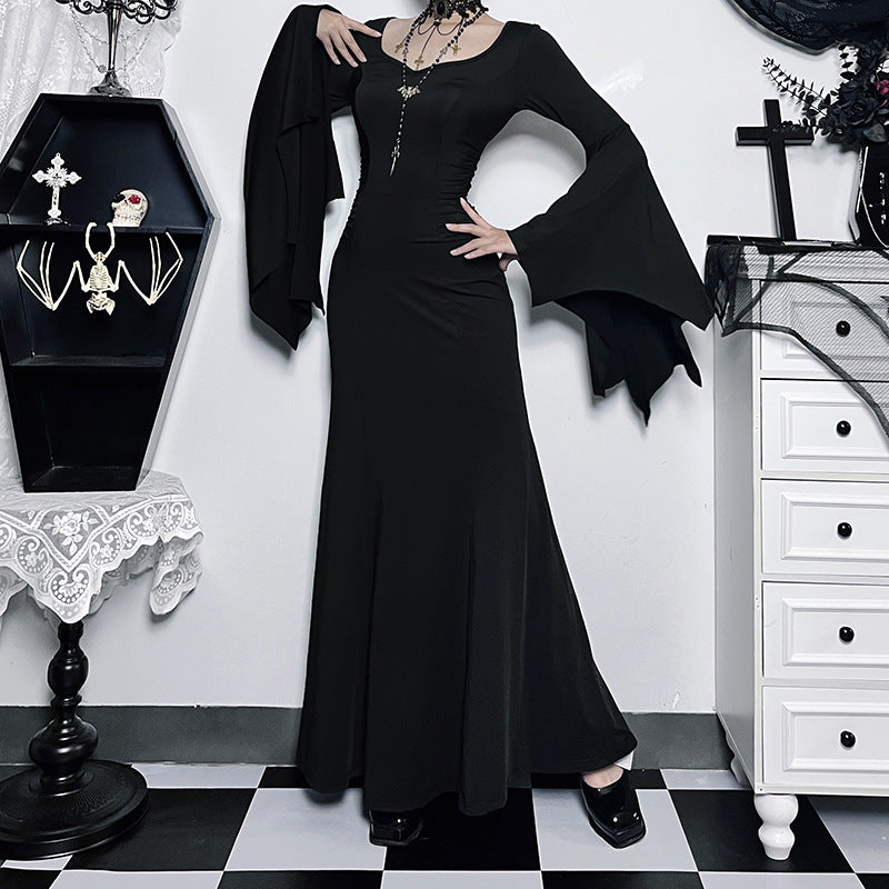 Chic Batwing Sleeve Mermaid Dress Elegant Polyester Summer Style