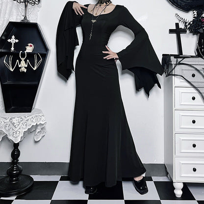 Chic Batwing Sleeve Mermaid Dress Elegant Polyester Summer Style