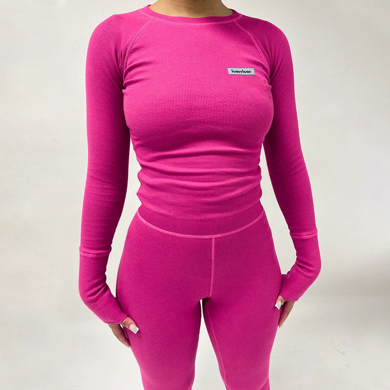 Trendy Sports Yoga Outfit with Long Sleeve Top and Pants