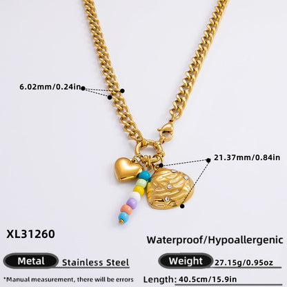 DIY Stainless Steel Heart Pendant Necklace with 18k Gold Plating