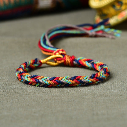 Hand-Woven Tibetan Five-Way Hand Rope Hand-Rubbed Cotton Four-Strand Bracelet Jewelry Retro Ethnic Style Bracelets For Men And Women.