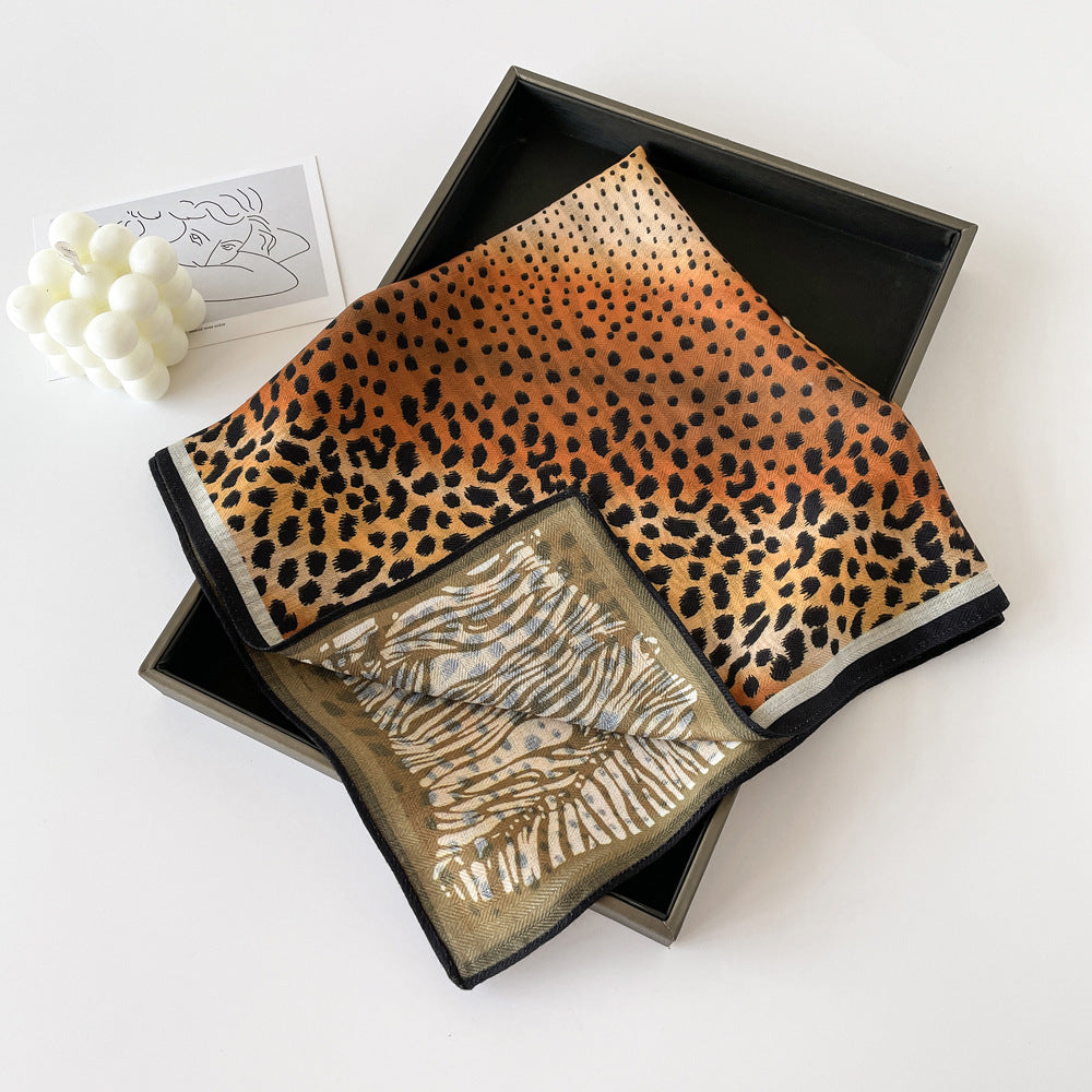 Elegant Flower Print Long Satin Scarf