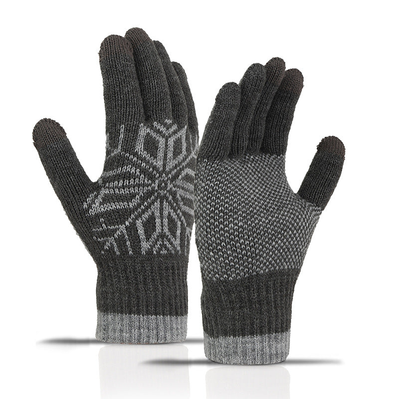 Men's Touchscreen Knitted Gloves Warm Thickened Winter Sports Gloves