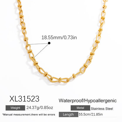 Geometric Stainless Steel 18k Gold Plated Layered Necklace for Women