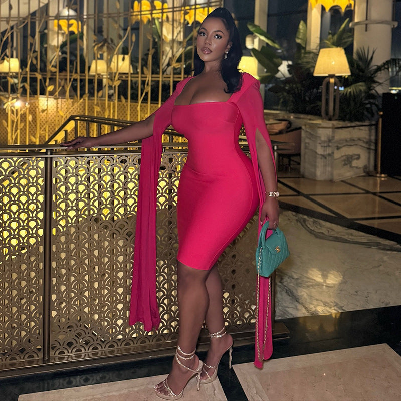 Trendy Slim Fit Solid Long Sleeve Mini Bodycon Dress