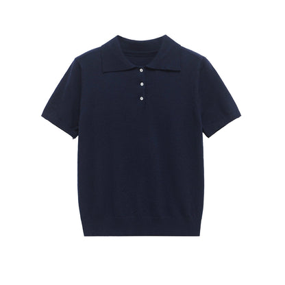 Casual Short Sleeve Plolo Collar Tops