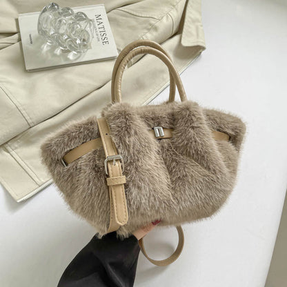 Soft Faux Fur Fluffy Tote Shoulder Bag