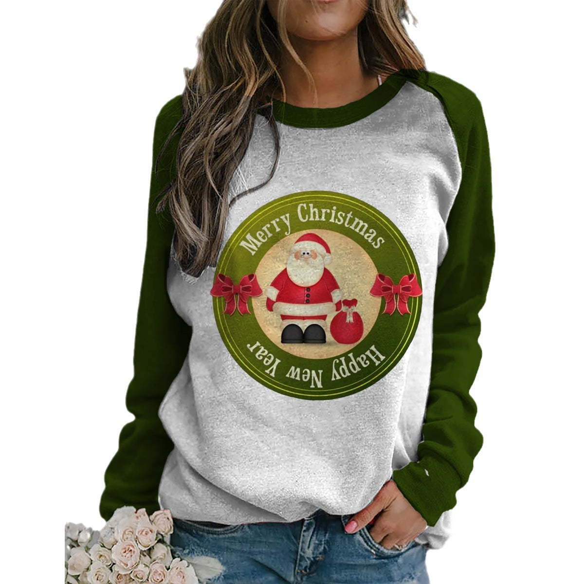 New 3D Digital Printing Long-Sleeved T-Neck Sweater