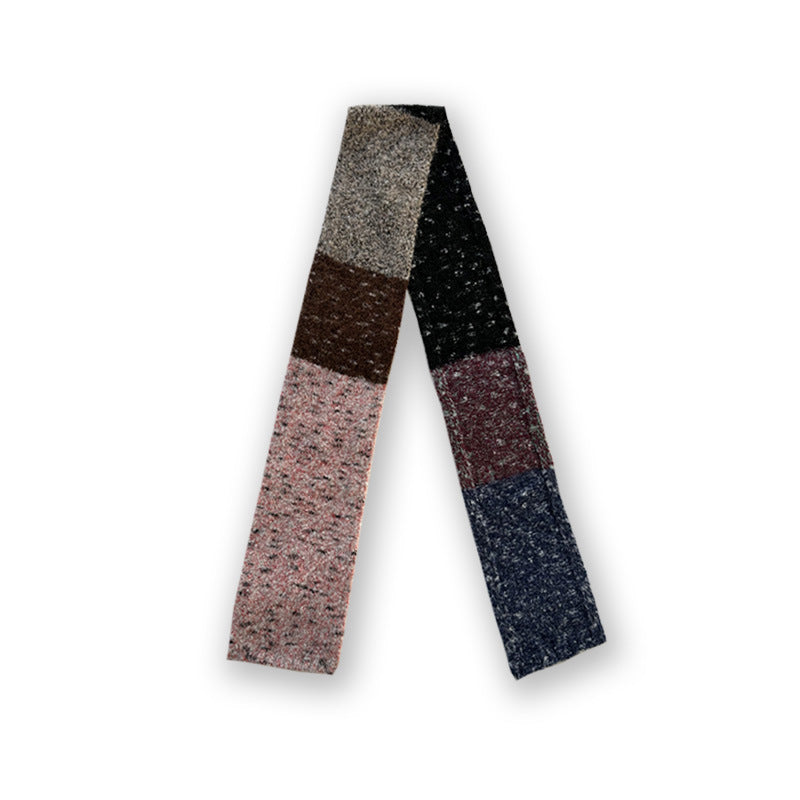 Color Block Knitted Scarf Soft Acrylic Thick Comfortable