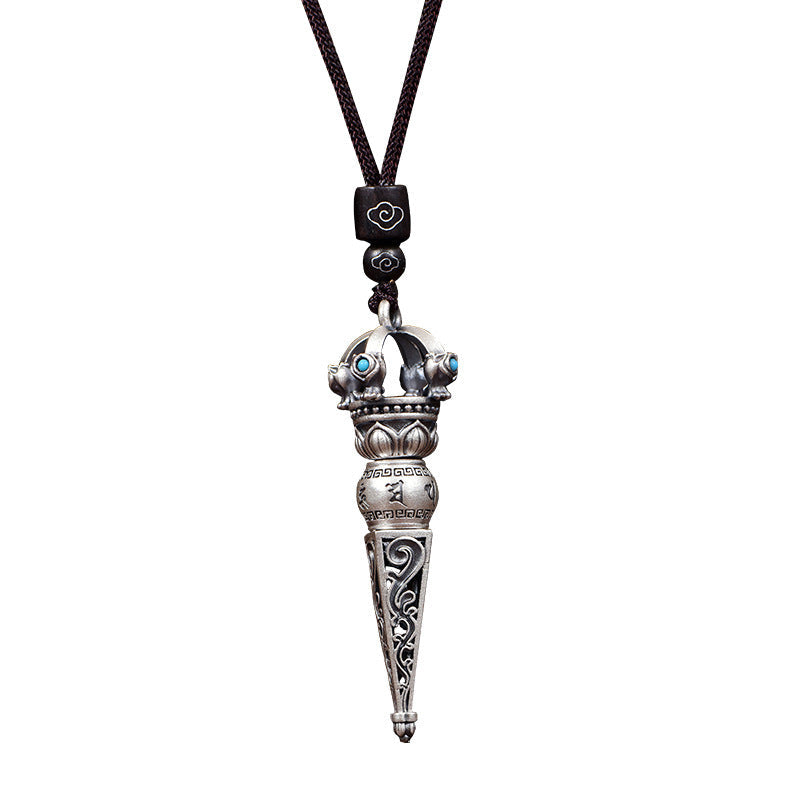 Six Character Mantra Diamond Pestle Pendant, Demon Slaying Pestle Retro Vintage Men'S And Women'S Necklace