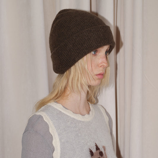 Double-Layer Cashmere Blend Knit Beanie Hat for Men and Women