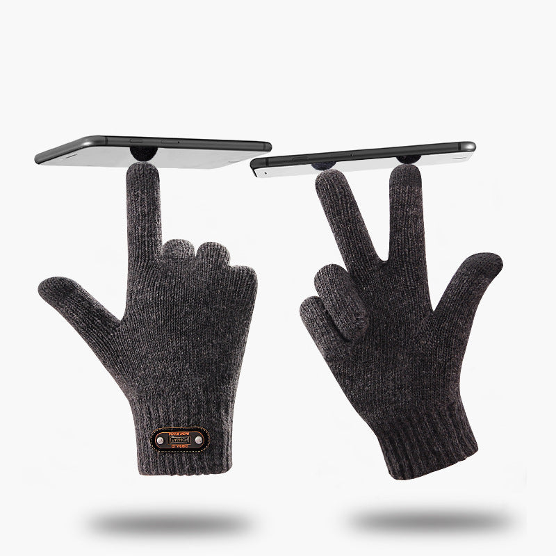 Men's Knit Touchscreen Gloves Stylish Warm Winter Cycling