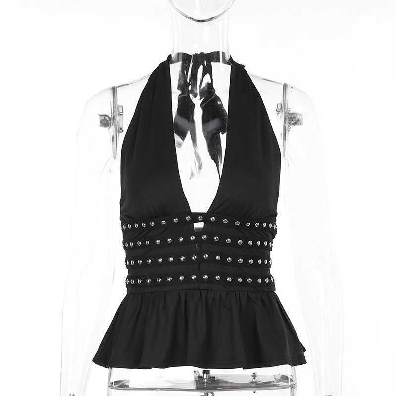 Deep V Neck Self-Tie Tank Top Stylish Casual Women's Top