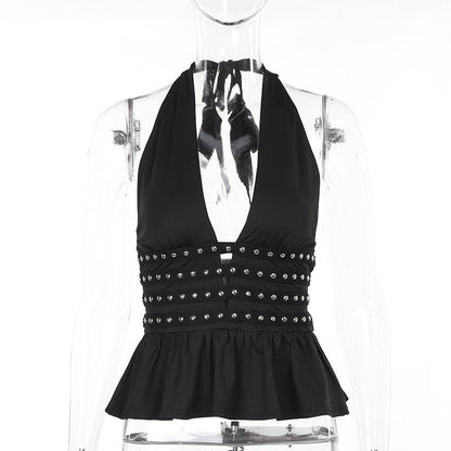 Deep V Neck Self-Tie Tank Top Stylish Casual Women's Top