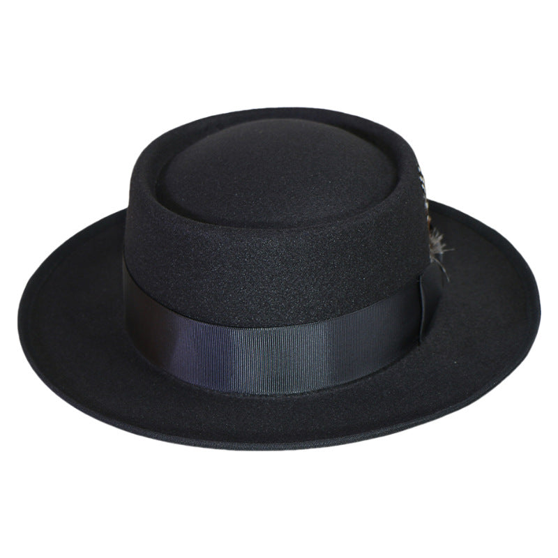 Trendy Pork Pie Wool Felt Hat for Men and Women