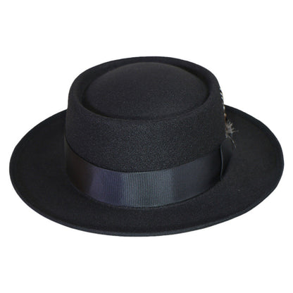 Trendy Pork Pie Wool Felt Hat for Men and Women