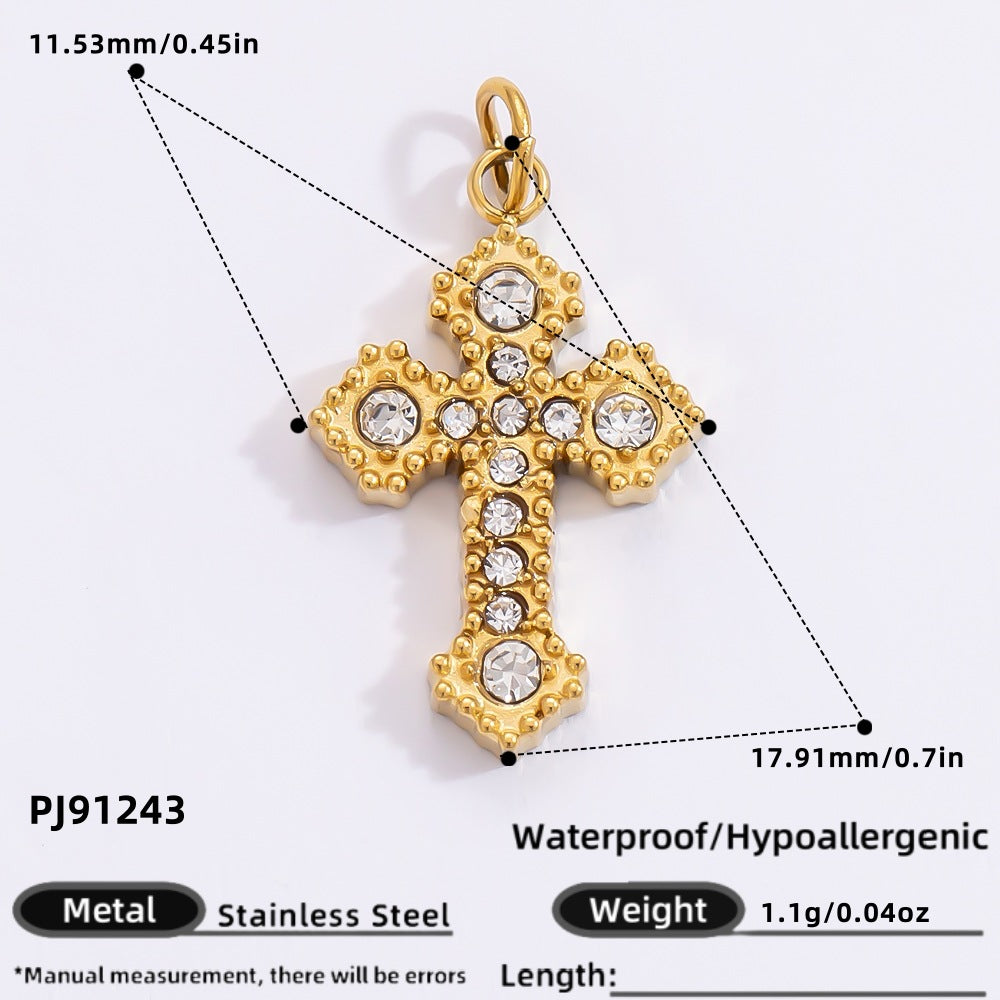 Cross Pendant Accessories DIY Jewelry Stainless Steel 18K Gold Bracelet Necklace