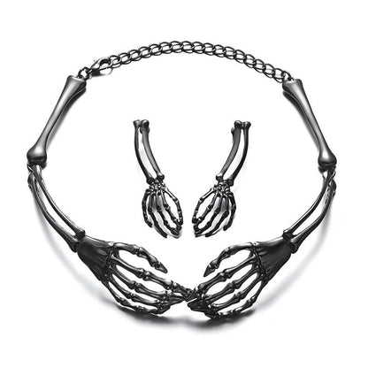 Halloween Stylish Skeleton Skull Claw Necklace