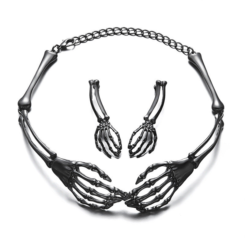Halloween Stylish Skeleton Skull Claw Necklace
