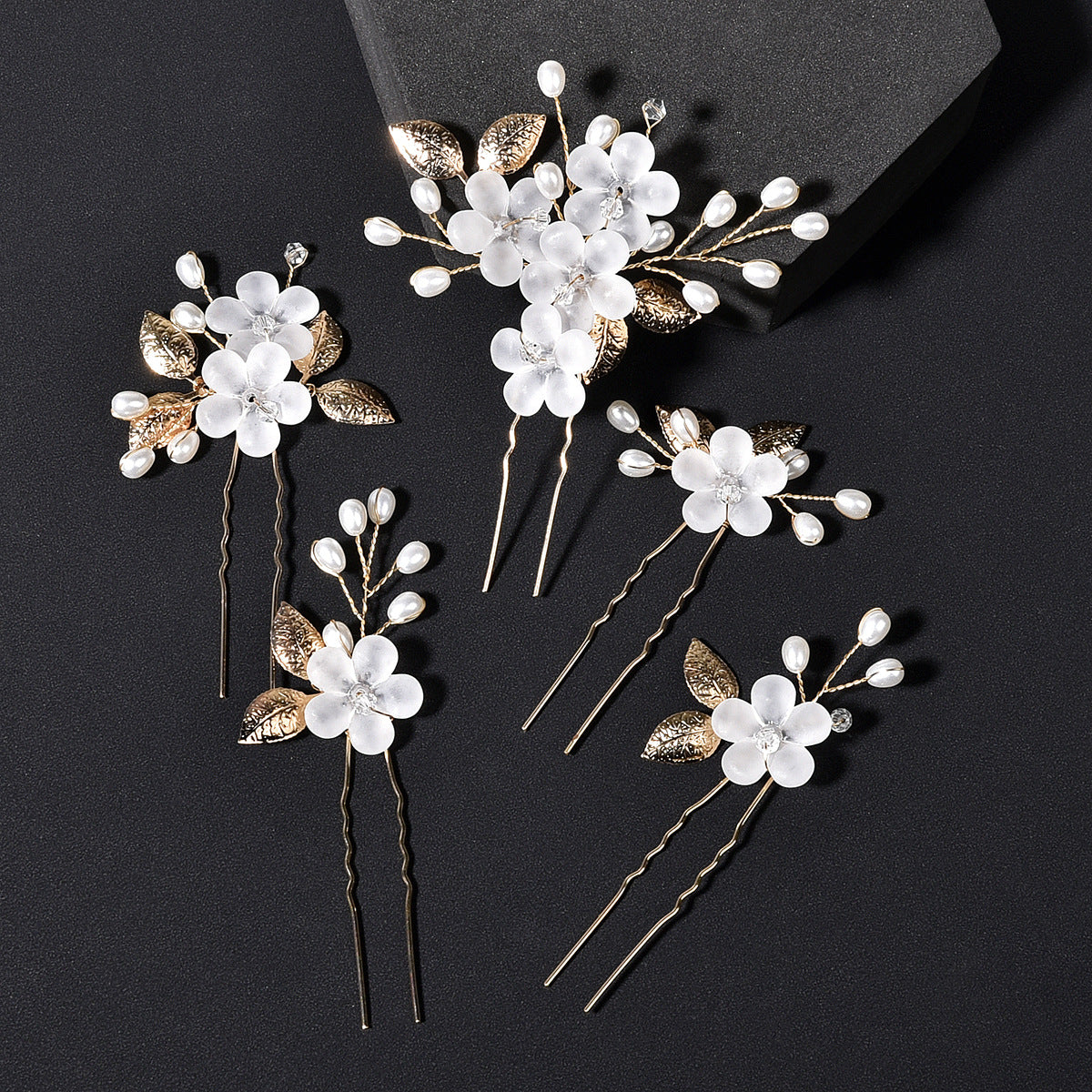 Flower Leaf U-Shaped Hair Pins Bridal Hair Accessories