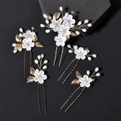 Flower Leaf U-Shaped Hair Pins Bridal Hair Accessories