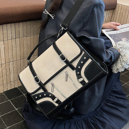 British Style Backpack Chic PU Shoulder Tote Bag