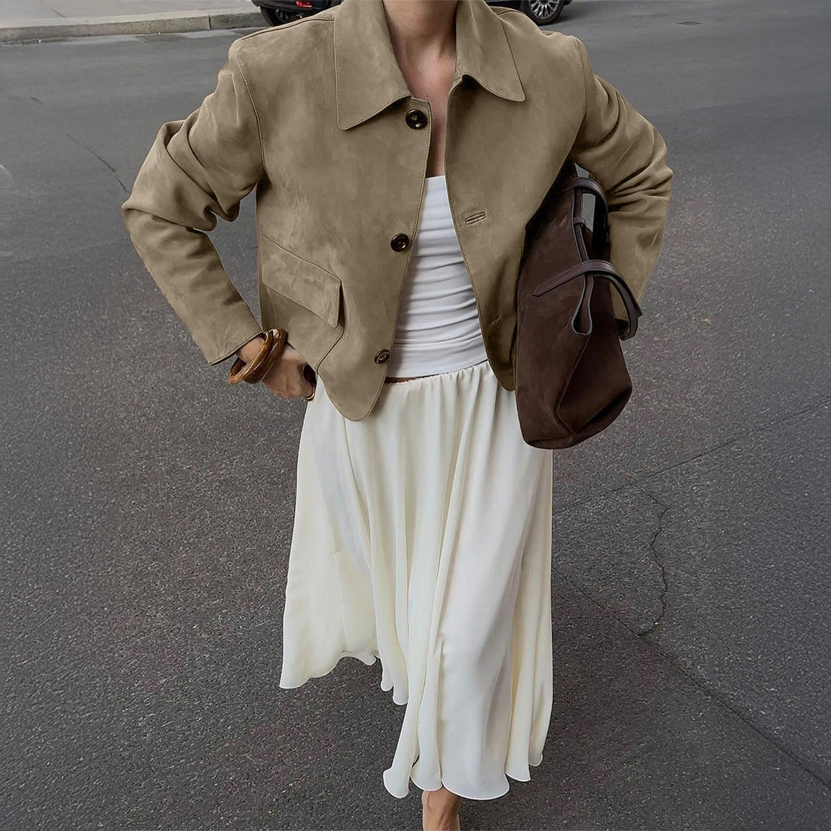 Casual Button-Up Solid Color Jacket for Women