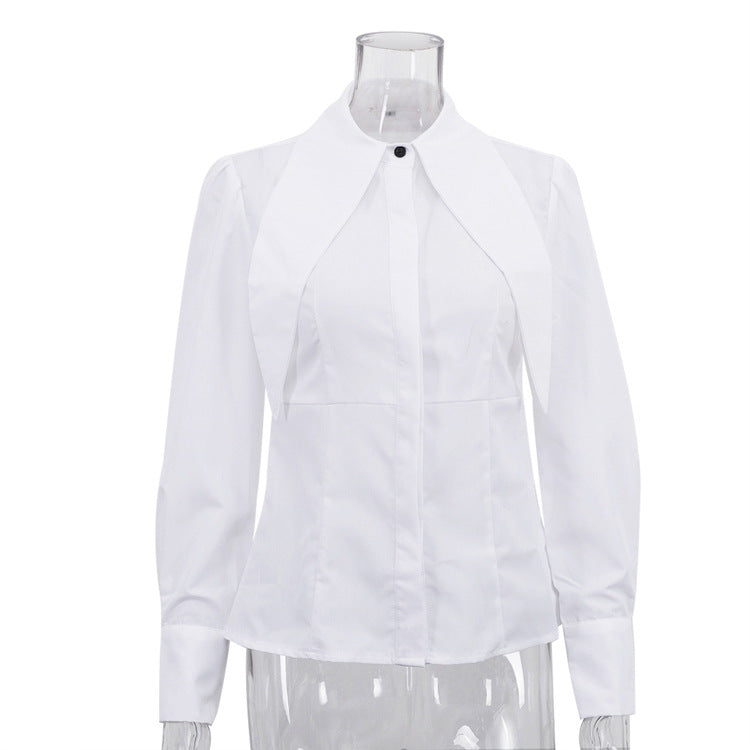 French White Shirt Women Elegant Design Long Sleeve Blouse