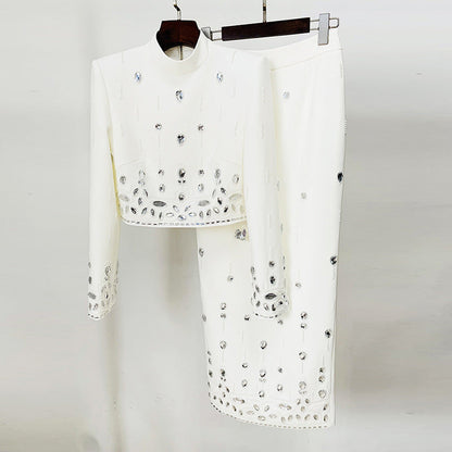 Beaded Short Top Long Skirt Set