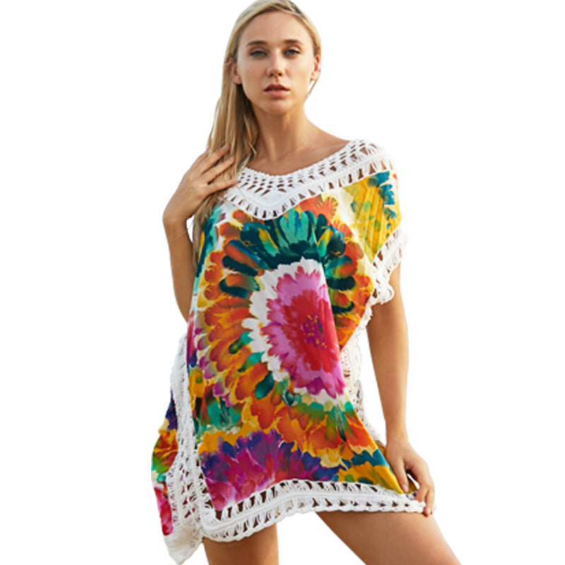 Sexy Rendered Beach Swimsuit Bikini Summer Cool Sun Protection Air Conditioning Blouse