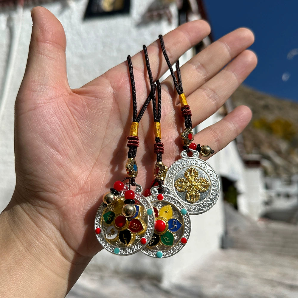 Tibetan Folk Talisman Ornament Colorful Six-Character Mantra Pendant Natal Year Keychain Keychain