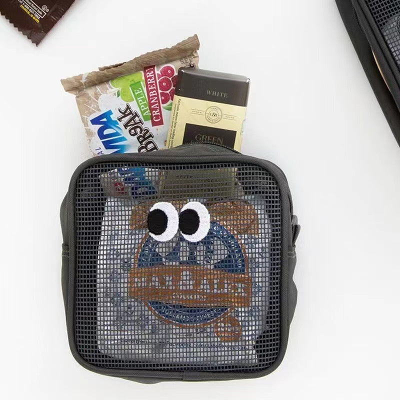 Cute Solid Color Mesh Make Up Bag