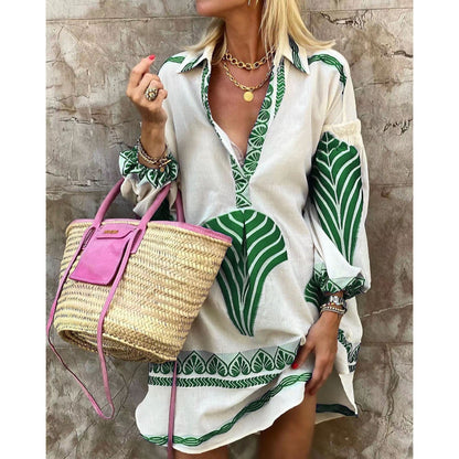 Summer New Casual Long Shirt Loose Vacation Split Top Woman