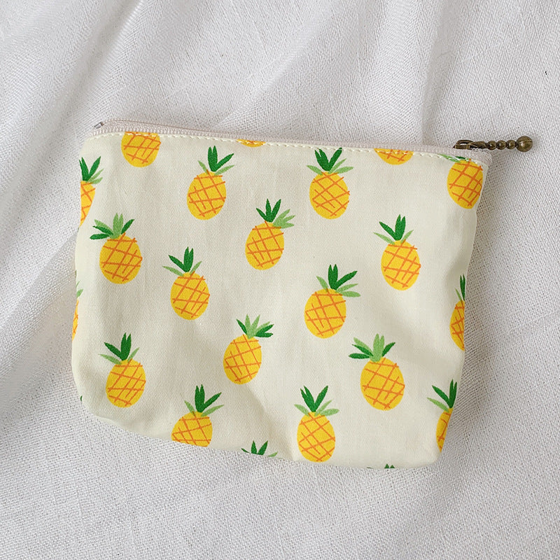 Mini Cartoon Zipper Wallet for Women Cute Floral Fabric Purse