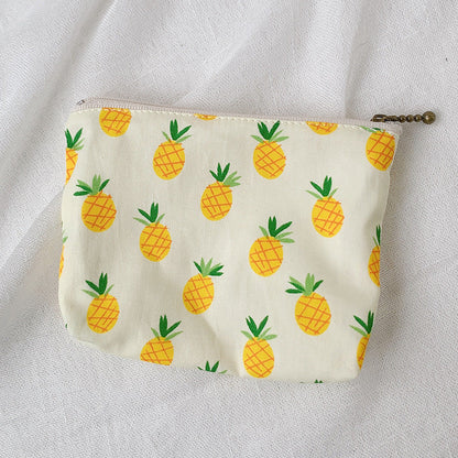 Mini Cartoon Zipper Wallet for Women Cute Floral Fabric Purse
