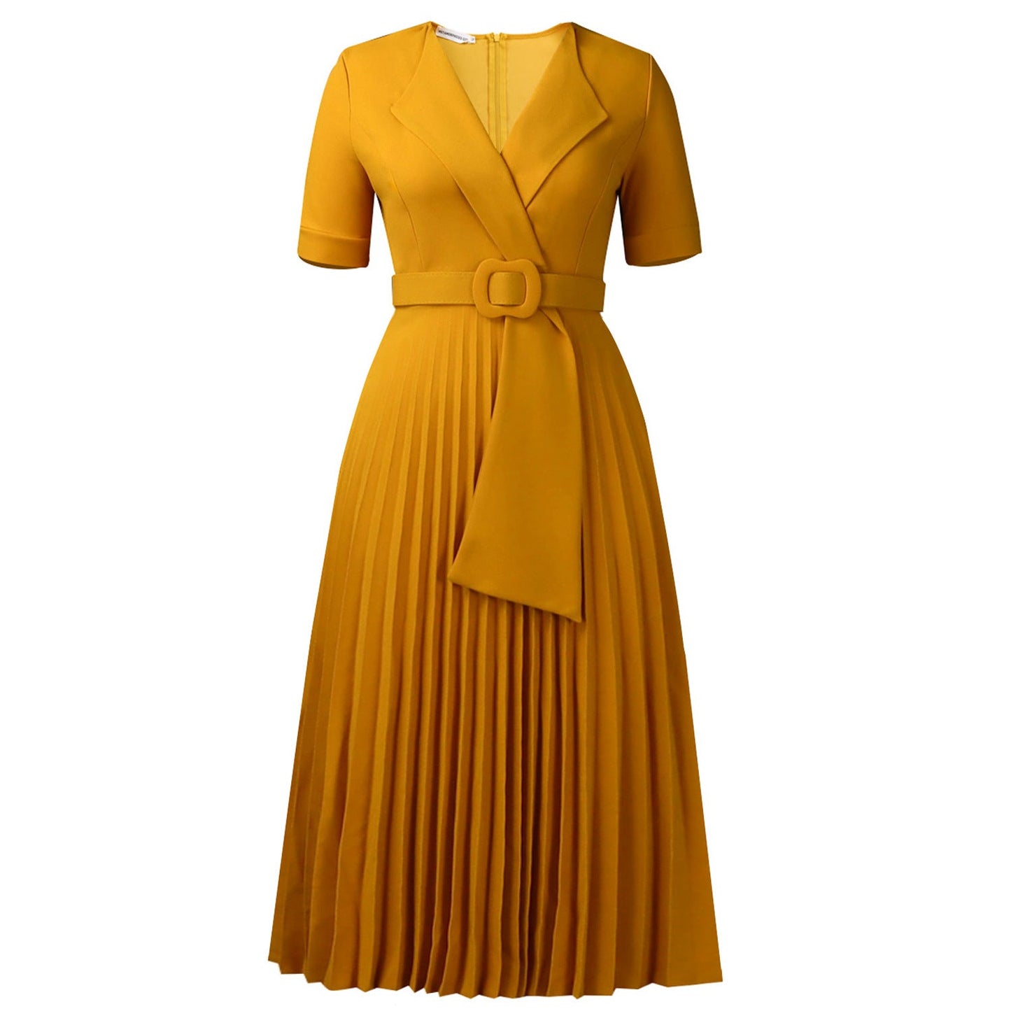 Elegant High-Waisted A-Line Dress With V-Neck