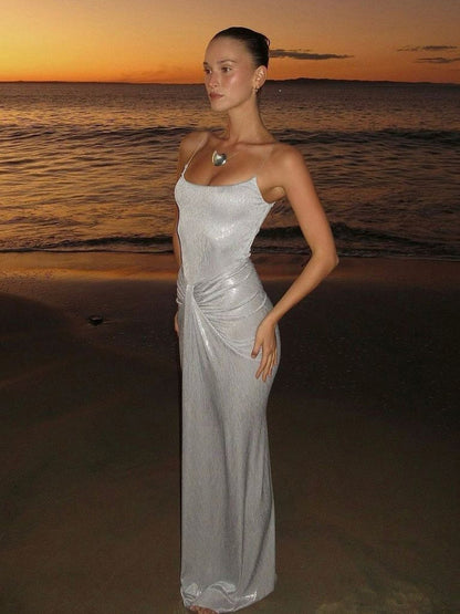 Sexy Elegant Women's Fashion Long Maxi Dress with Twist Design