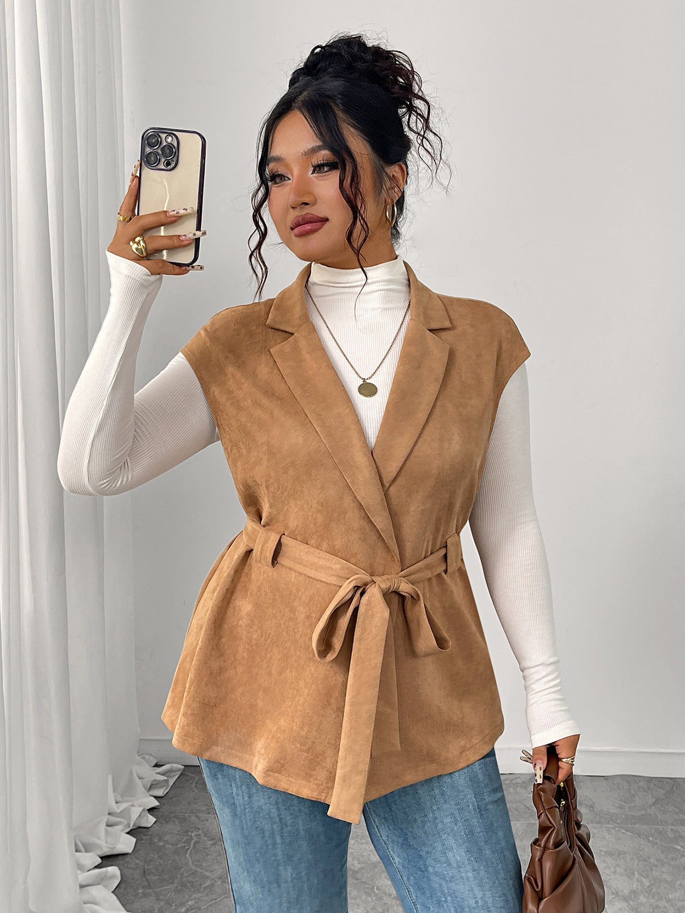 Trendy Solid Color Vest for Women - Loose Fit Sleeveless Layered Outerwear