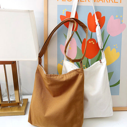 Canvas Crossbody Bag Simple Versatile Large Capacity Adjustable Shoulder Bag