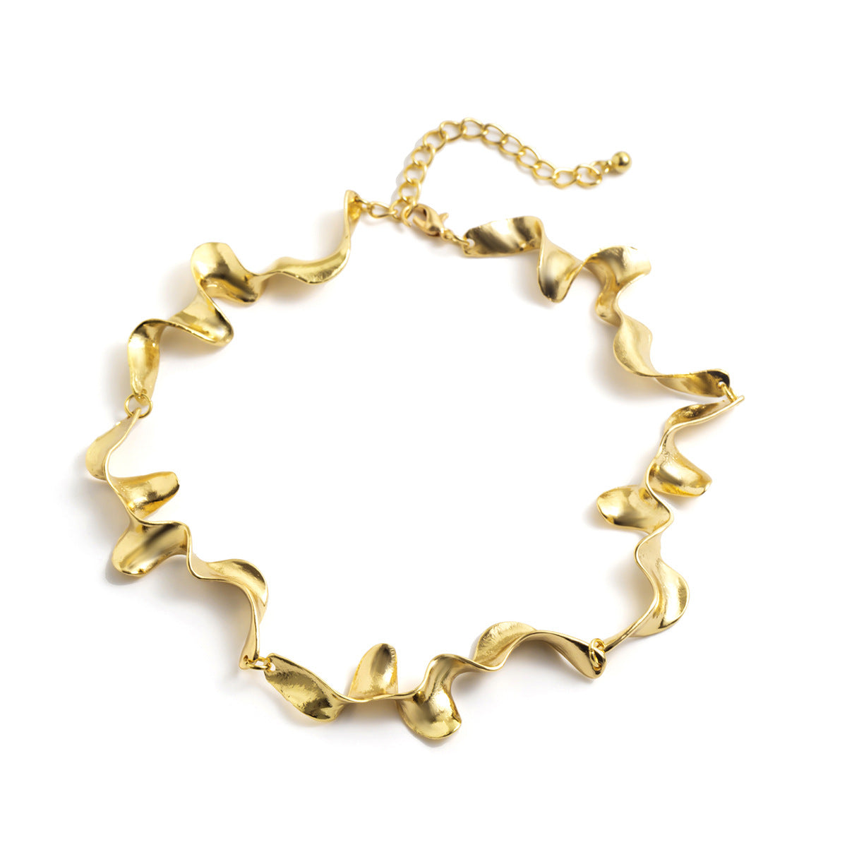 Metallic Liquid Lava Choker Necklace With Geometric Design