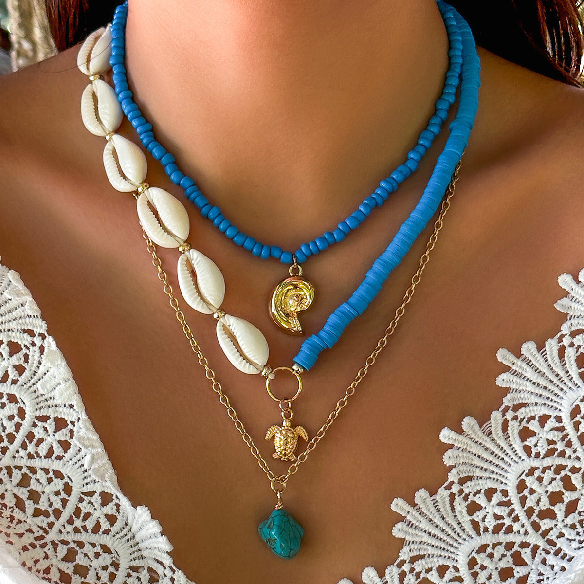 Ocean-Inspired Shell And Starfish Tassel Layered Necklace